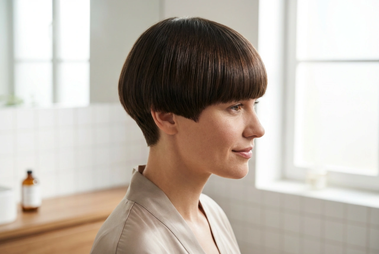 Dámský střih do hřibu: hladký styling a kontrola objemu