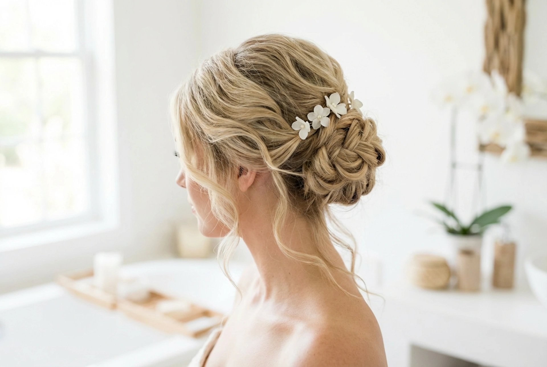 Svatební účes: dlouhé vlasy v romantických drdolech a vlnách