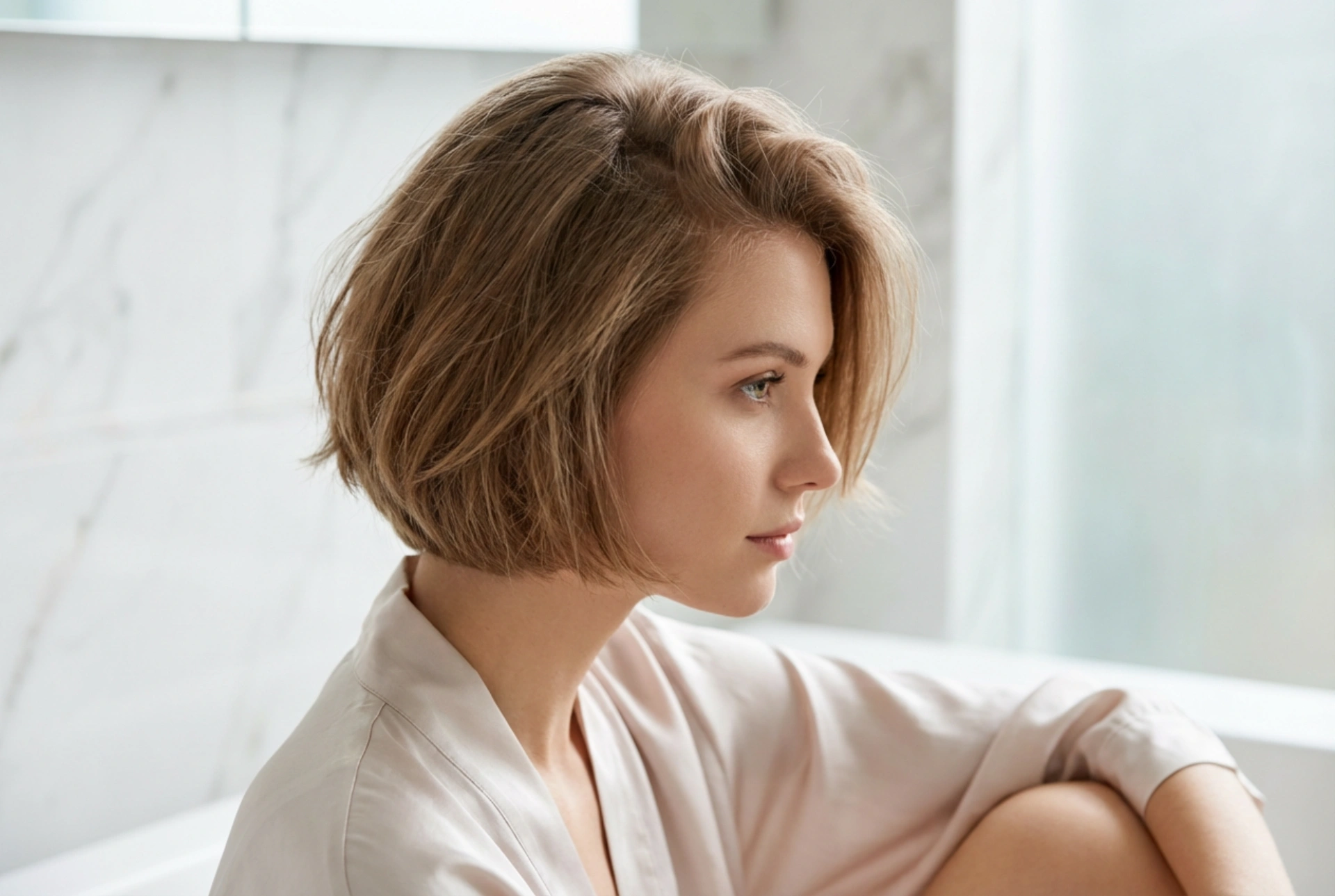 Krátký bob a jemné vlasy: nadzvednutí od kořínků a lehká textura