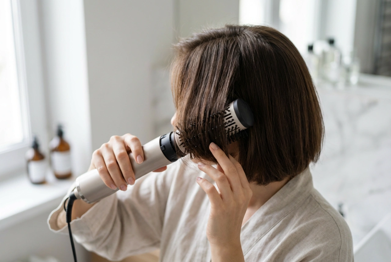 Rotační kulmofén pro krátké vlasy: styling od kořínků