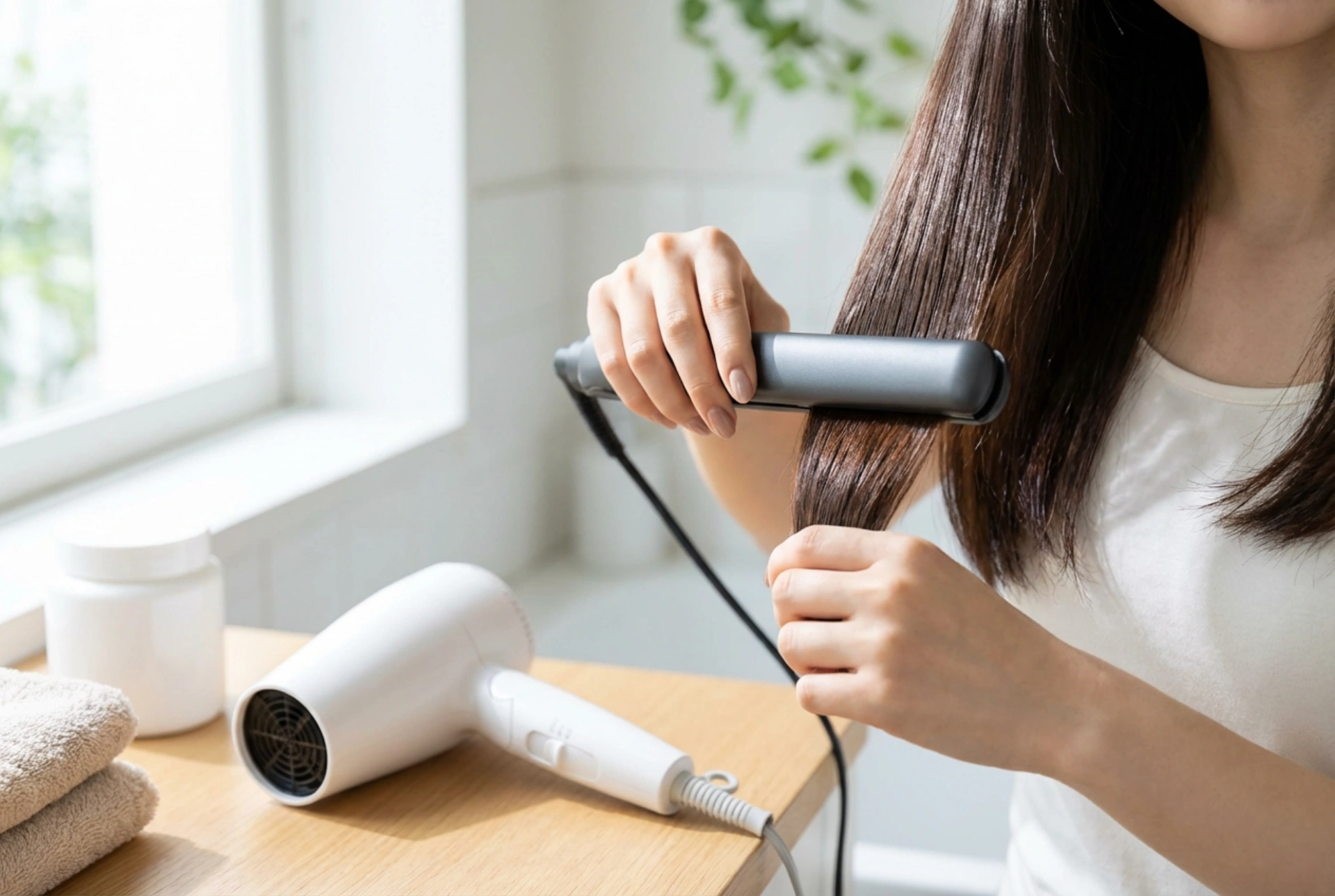 Fén a žehlička v duetu: plán stylingu pro zdravý lesk