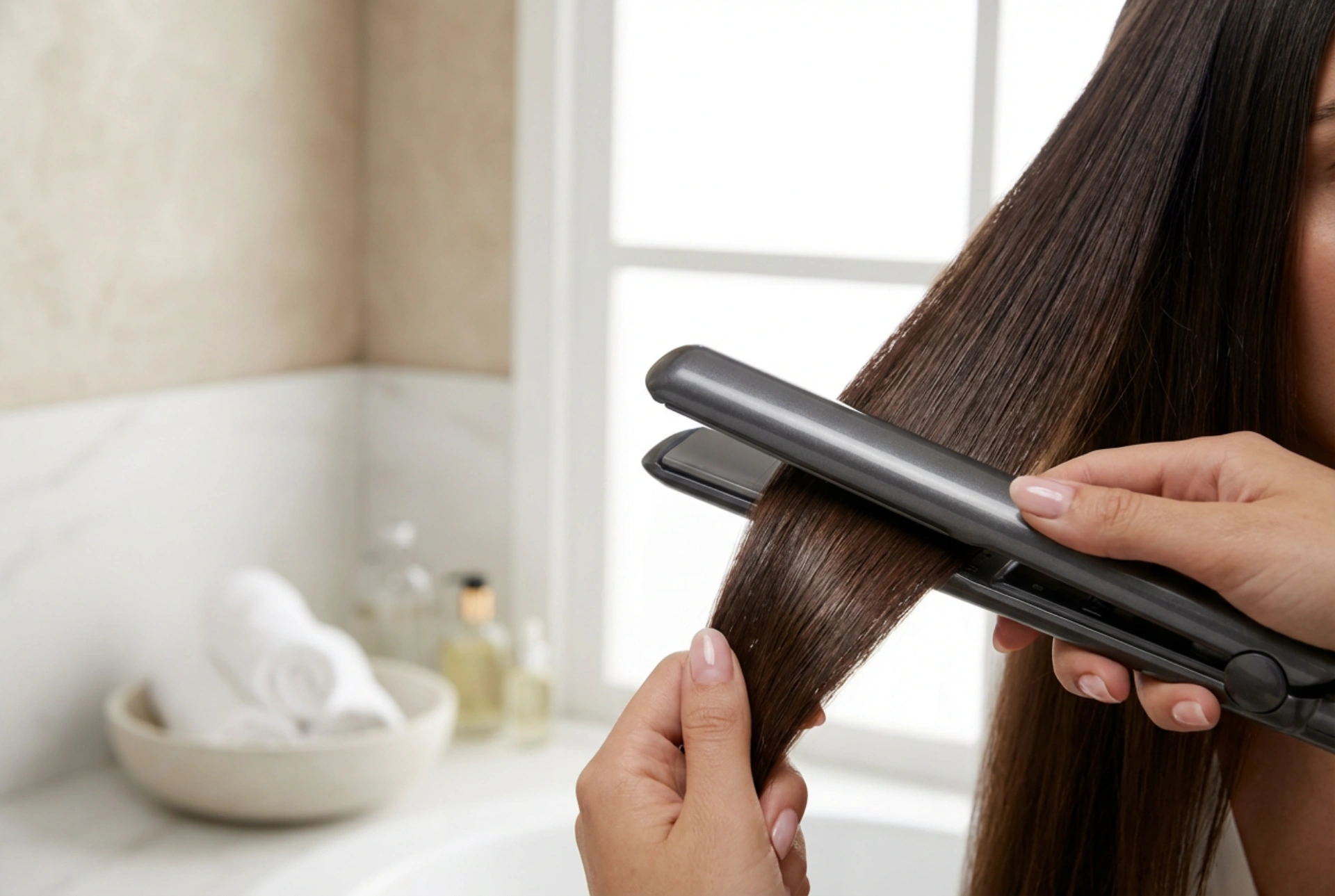 Titanová žehlička na vlasy s ionizací: hladké vlasy a trvalý efekt doma