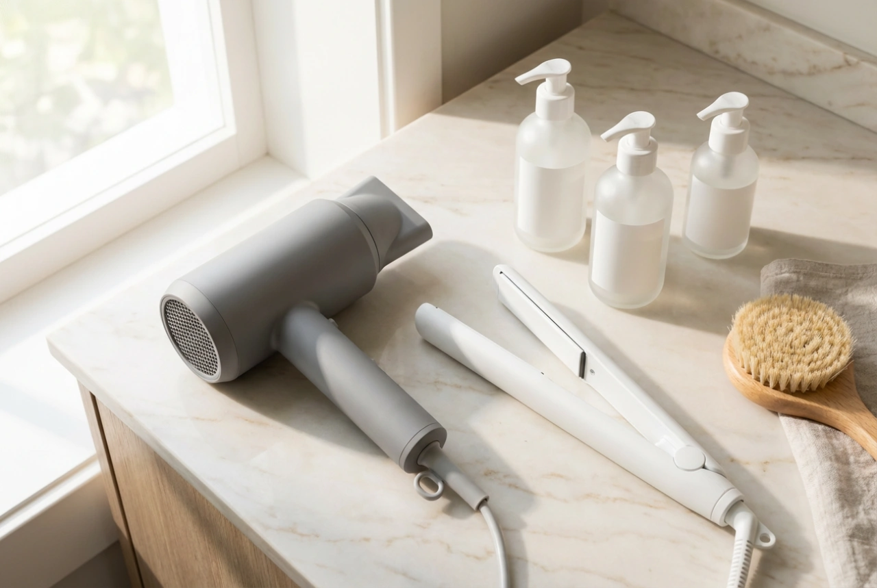 Fén a žehlička na vlasy: Plán stylingu od mytí po finální úpravu