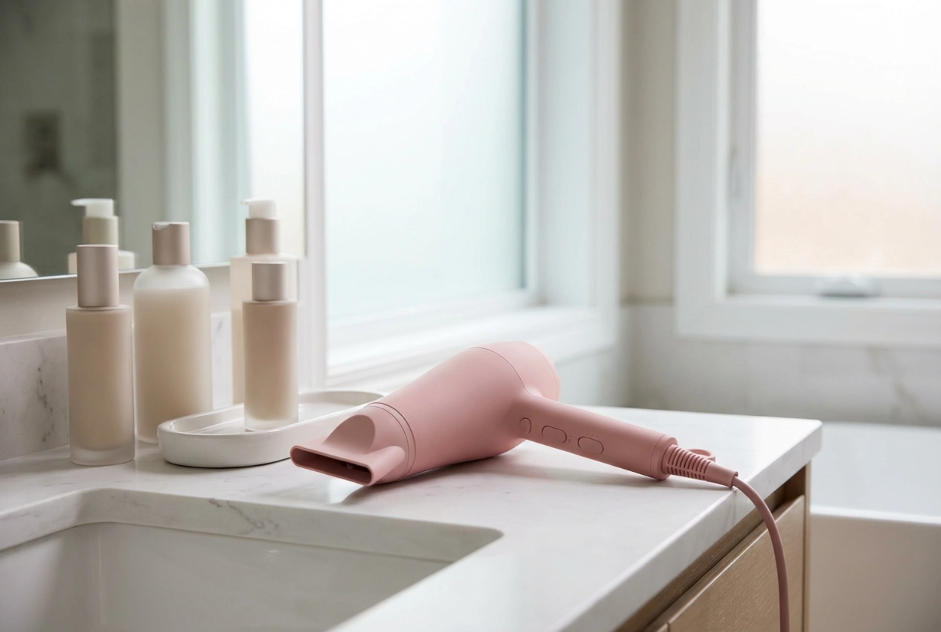 Růžový fén v praxi: výběr parametrů a bezpečné fénování