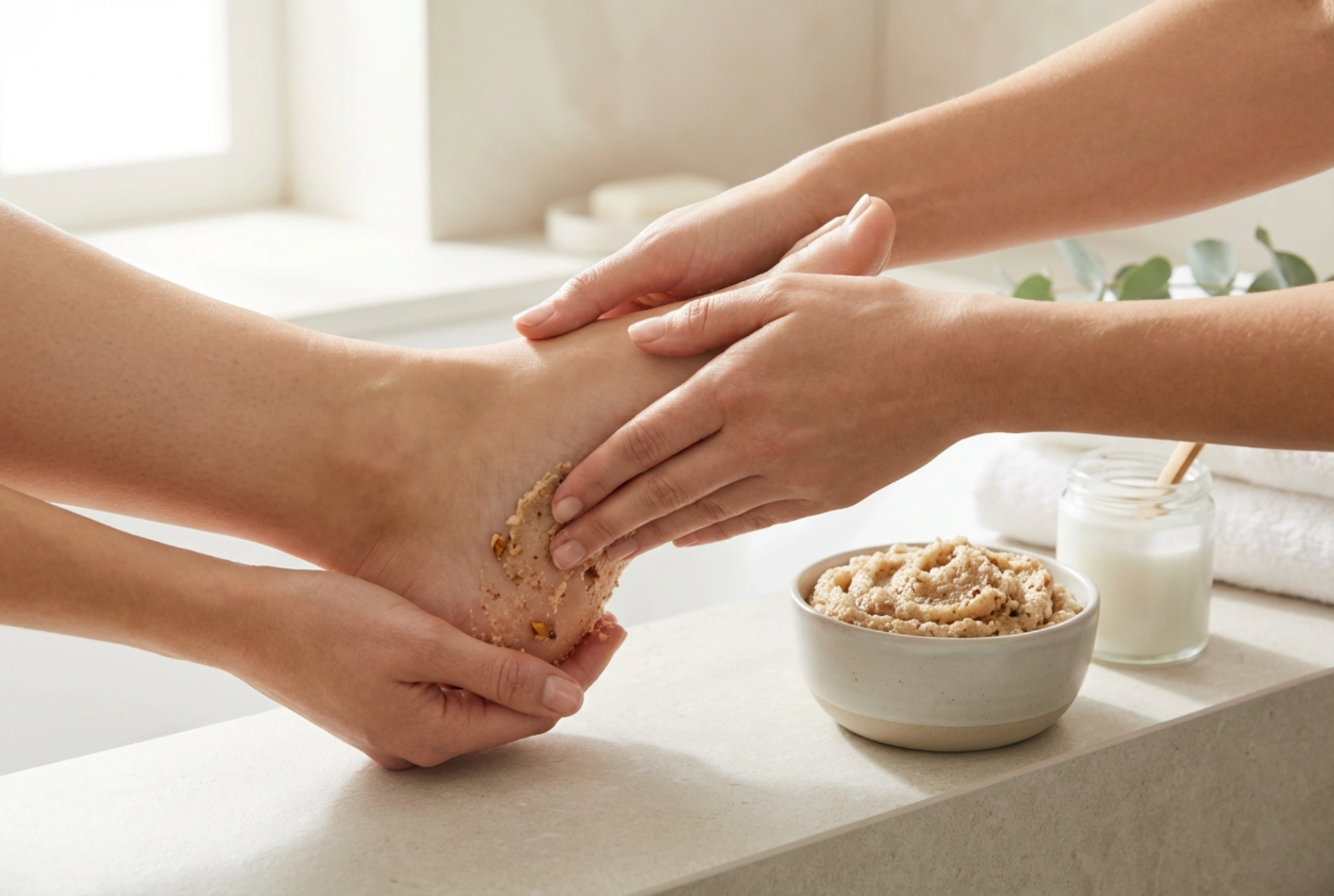 Peeling na paty: účinné složky, jak masírovat a jak často používat