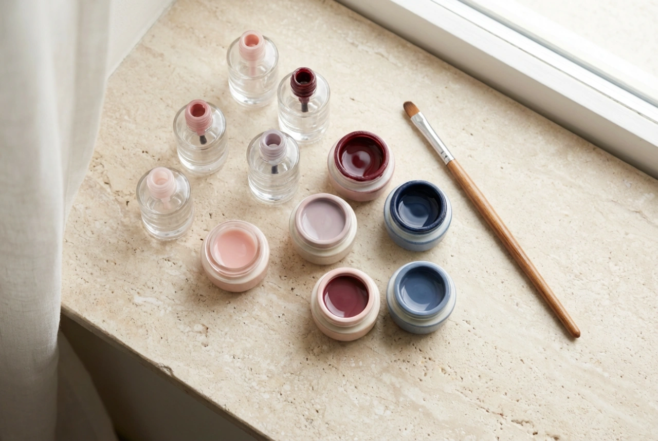 Sada gelů na nehty: typy hustoty, barvy a použití