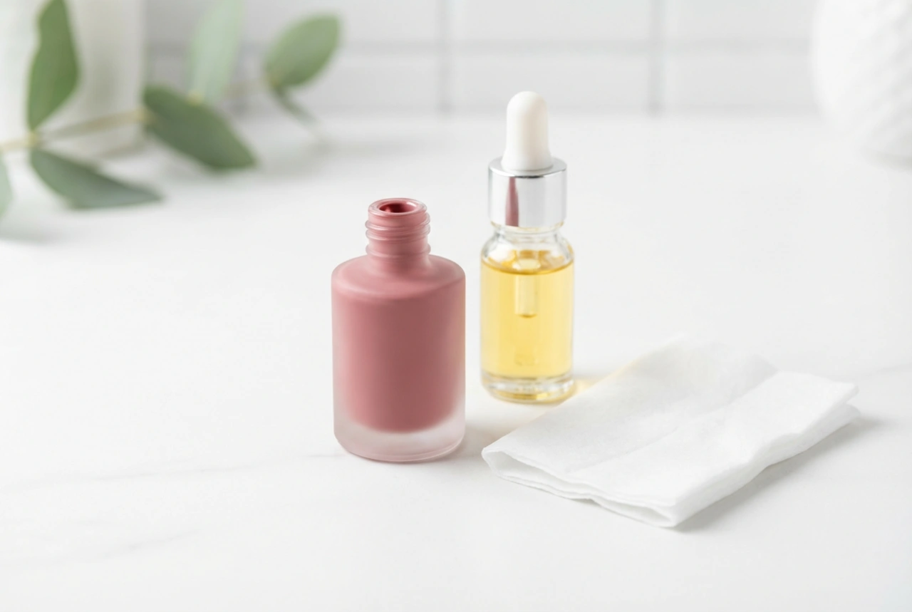 Matná hybridní manikúra bez skvrn: matné top coaty, odmašťování a péče