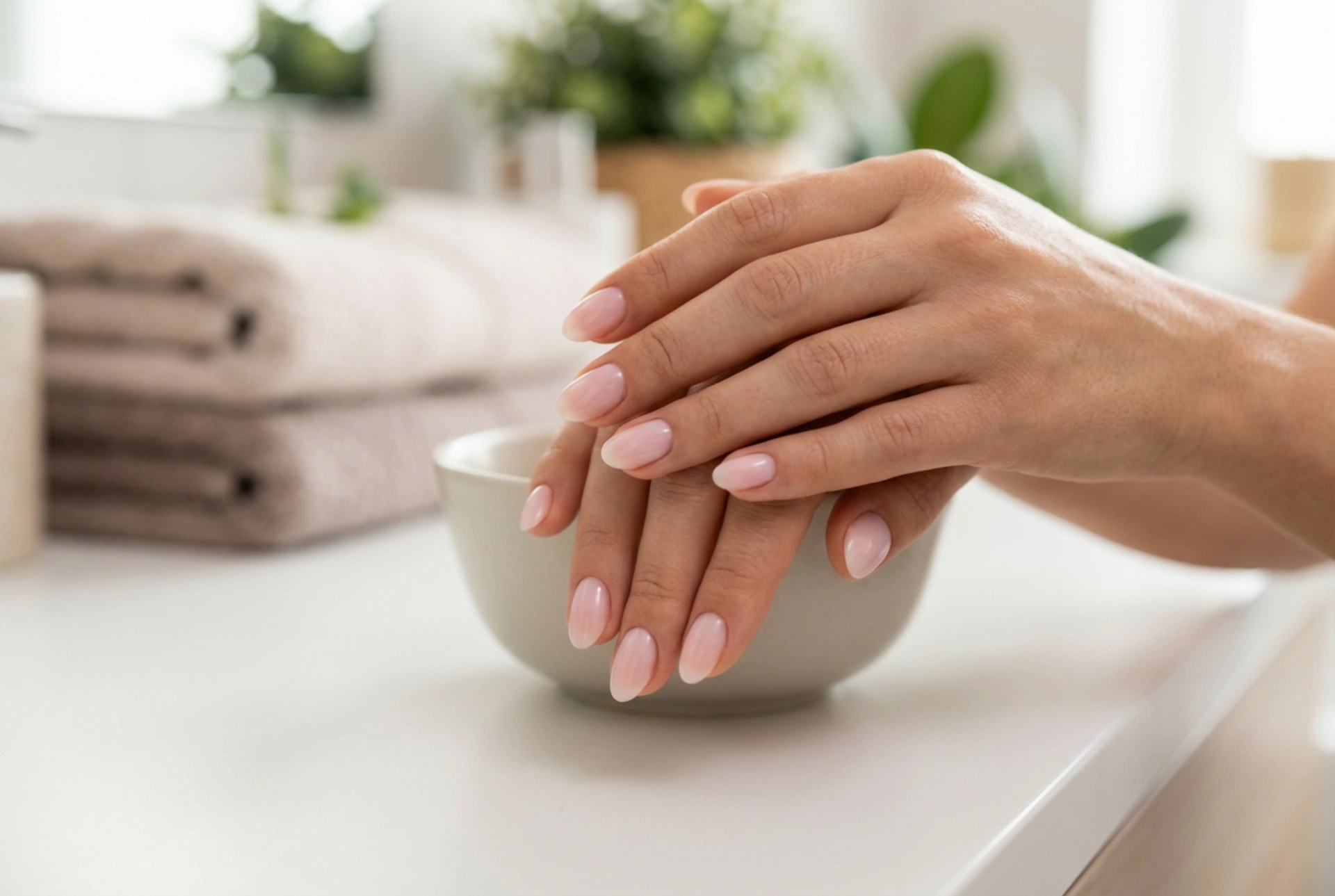 Jemné hybridní nehty: poloprůhledné barvy a tenké vrstvy