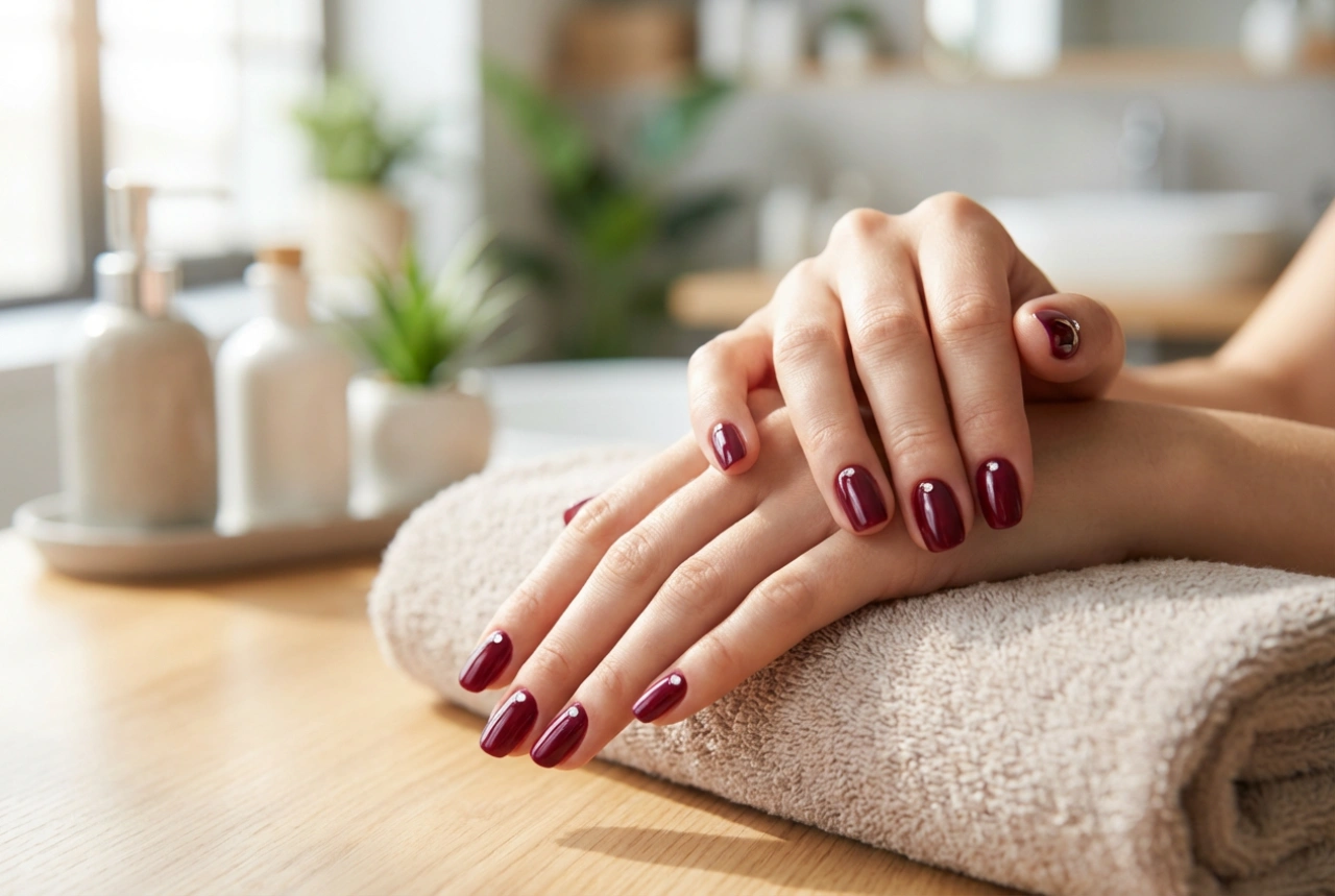 Vínové nehty s kamínky: Jak je lepit, aranžovat a fixovat