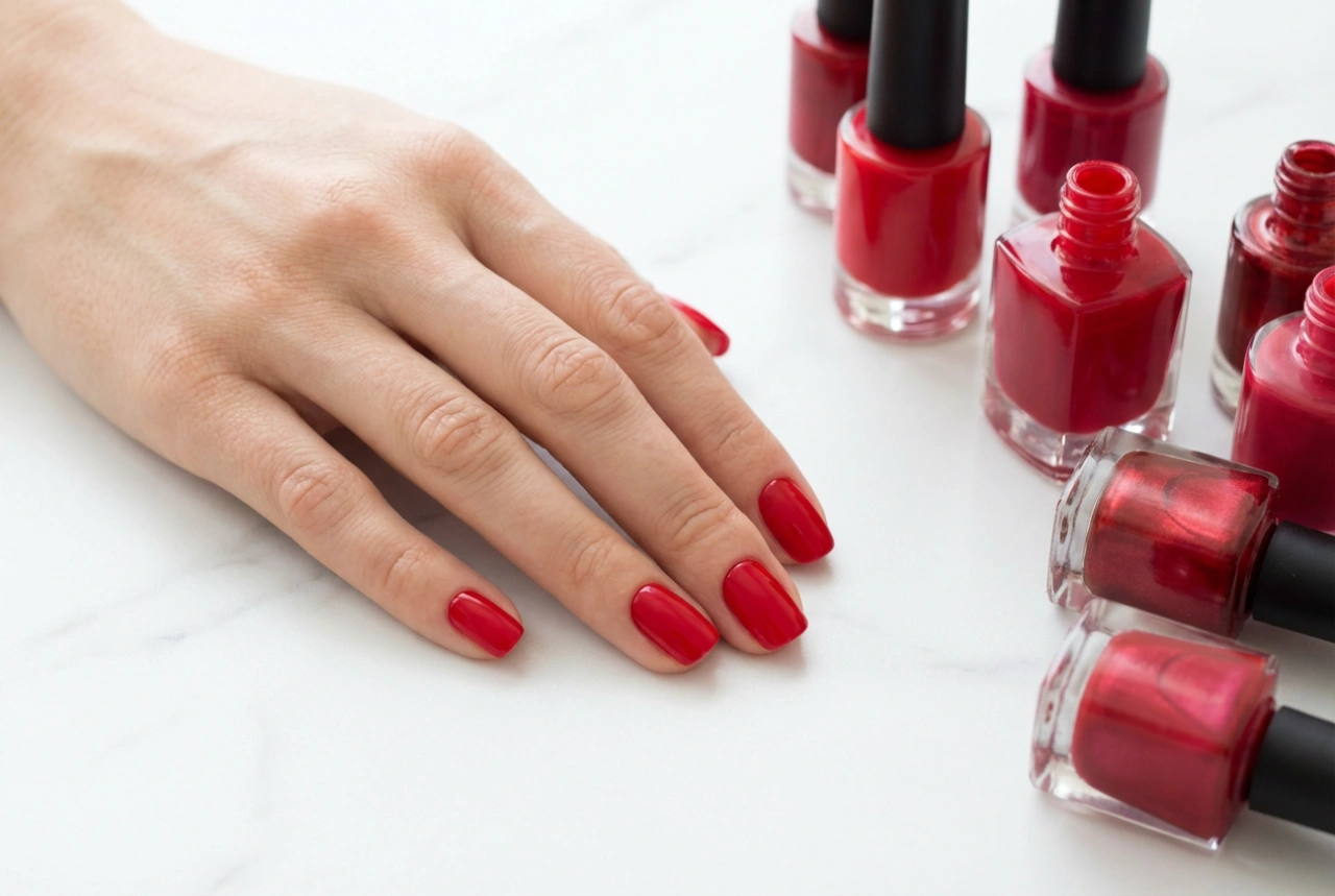 Červené laky na nehty: výběr odstínu, krytí a povrchová úprava