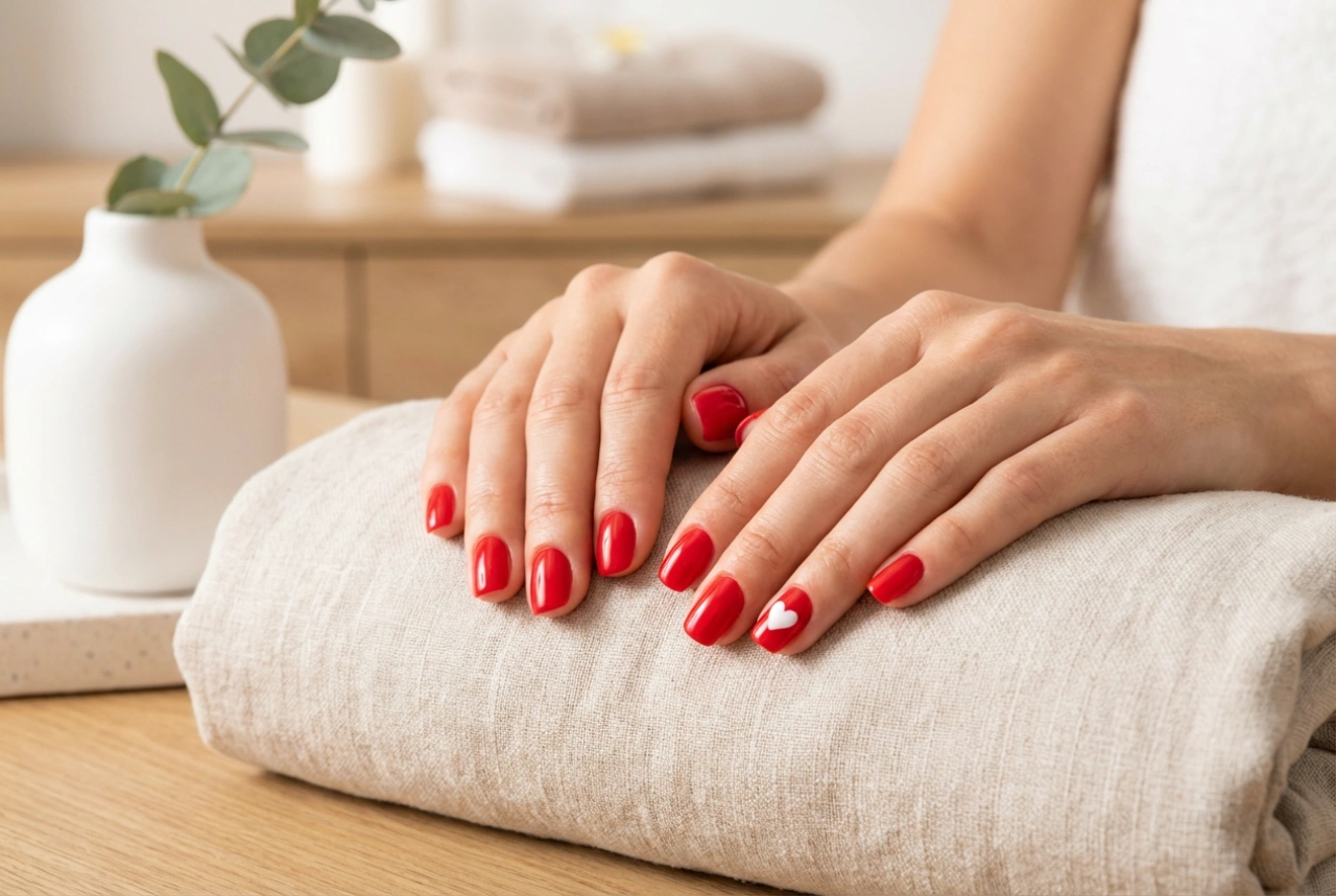 Červené nehty se srdíčkem: Valentýnské zdobení krok za krokem
