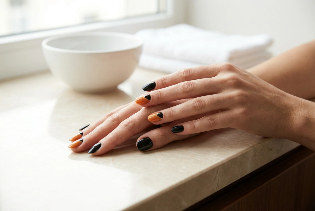 Černo-oranžové nehty: halloweenské a každodenní stylizace krok za krokem