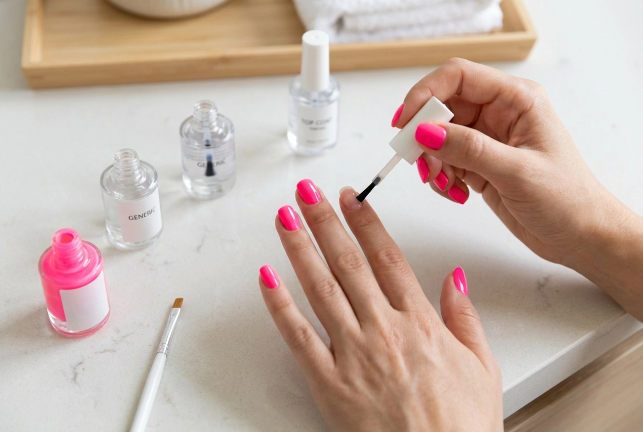 Neonově růžové nehty krok za krokem: podklad, vrstvy a top coat