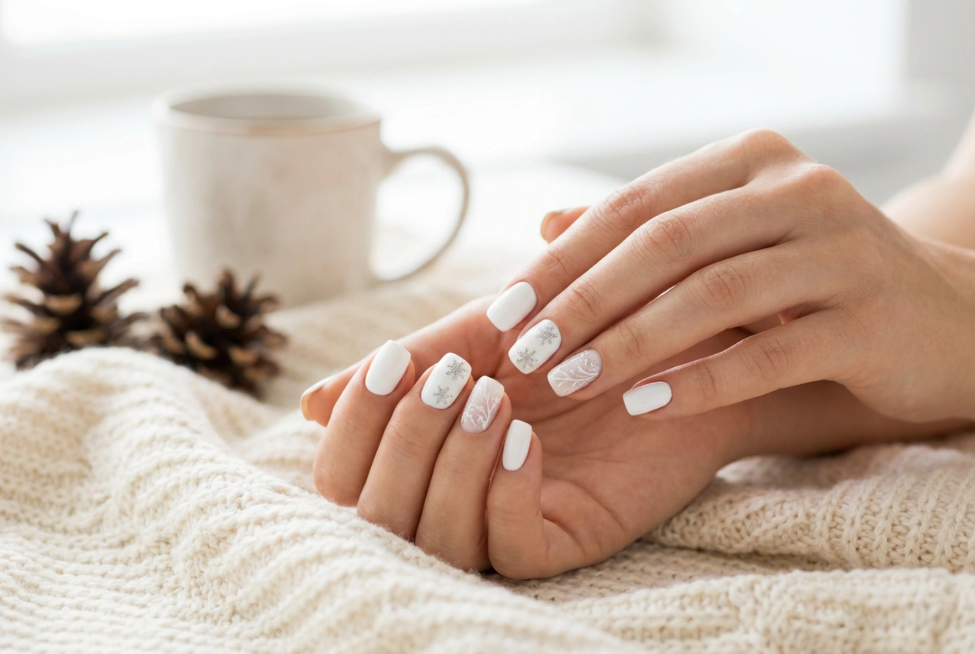 Jak vytvořit bílé sváteční nehty: vzory, zdobení a lesk
