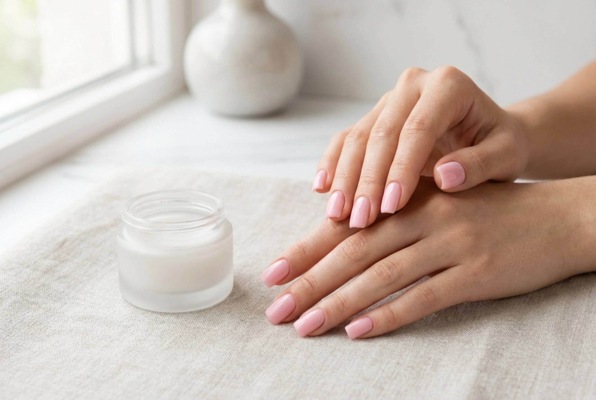 Čtvercový tvar v růžové: Růžové čtvercové nehty bez šmouh