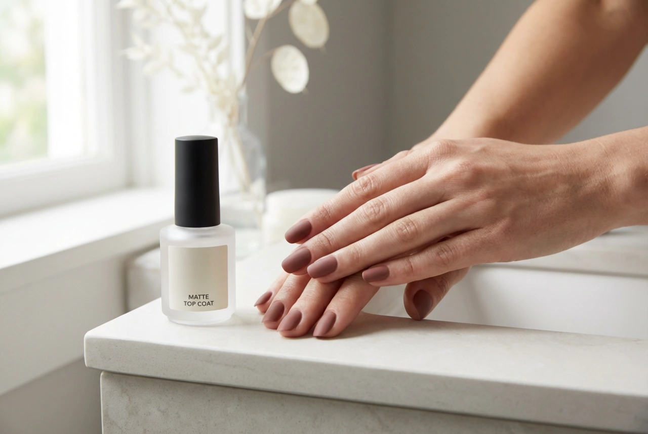 Matné nehty bez oděrek: matný top coat, příprava a fixace