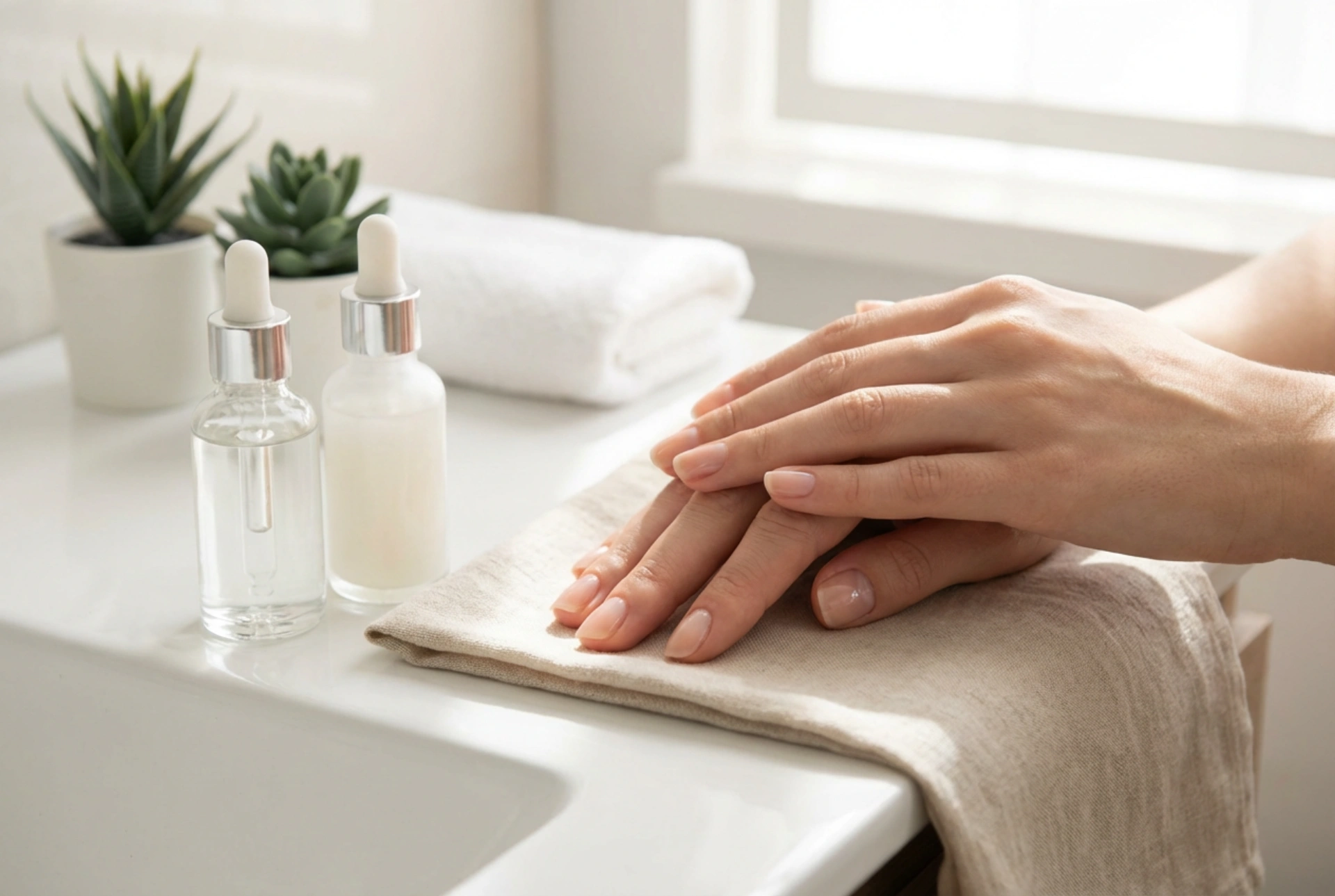 Nehty v přirozené barvě: báze, vyrovnání a lesklý finiš