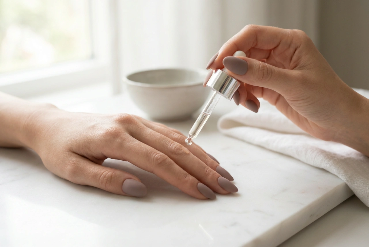 Matné hybridní nehty krok za krokem: matný top coat, vytvrzování a péče