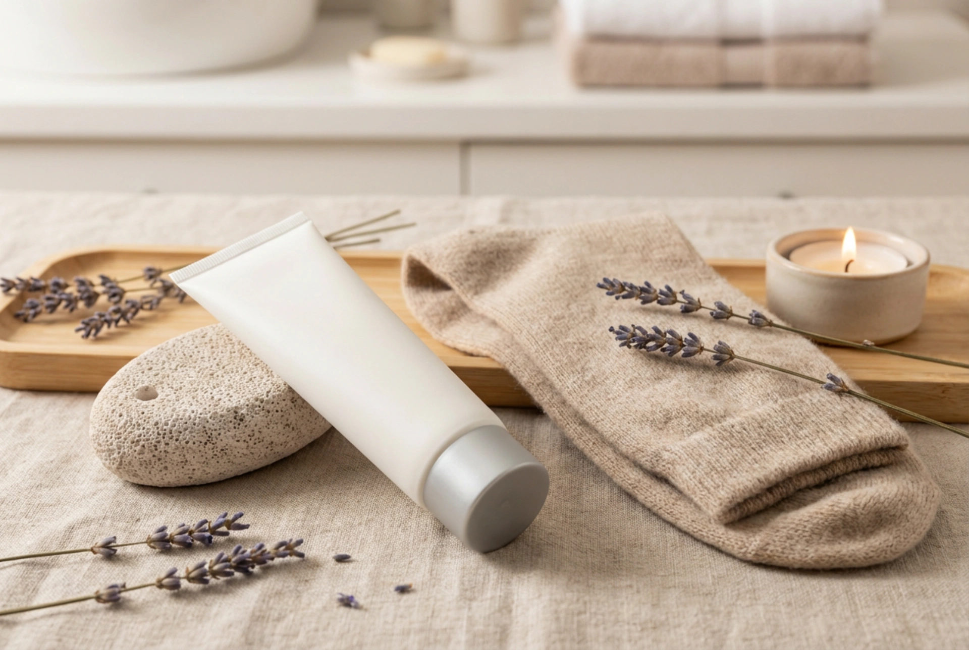 Krém na popraskané paty: večerní rutina, okluze a jemné odlupování