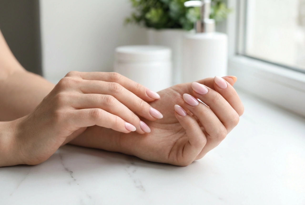 Světlé ombre nehty: jemný gradient v pastelových a nude tónech