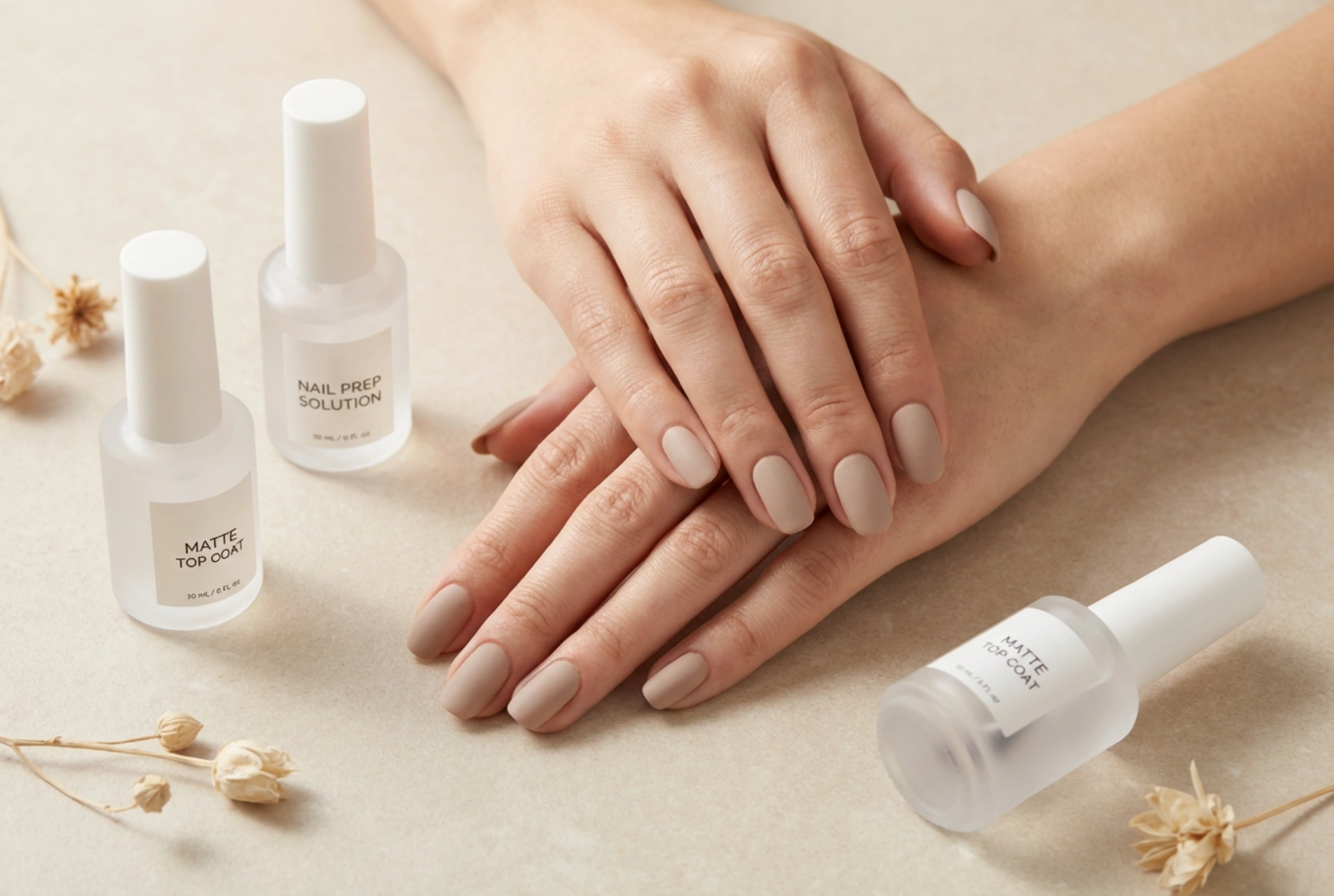 Matný finiš: matné nehty bez šmouh, odmaštění a top coat