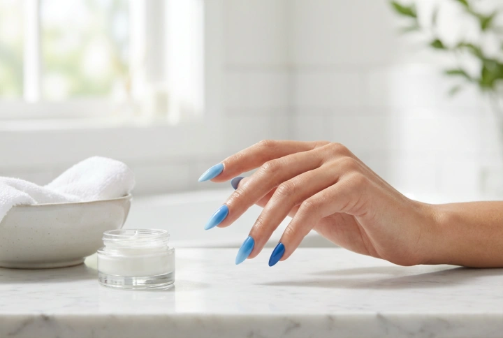 Ombré manikúra: modré ombré nehty krok za krokem