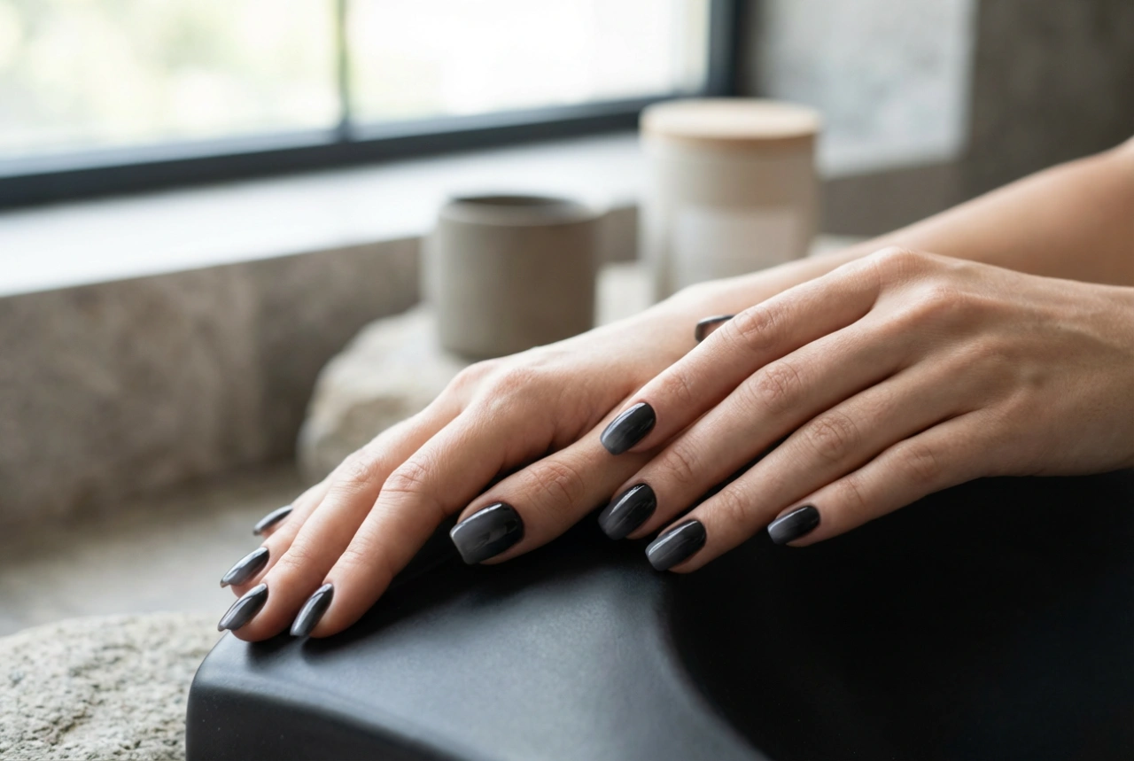 Styling nehtů: tmavé ombre nehty s hladkým přechodem