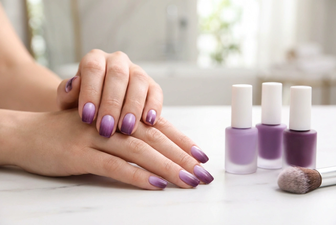 Fialové ombre nehty krok za krokem: jak míchat odstíny