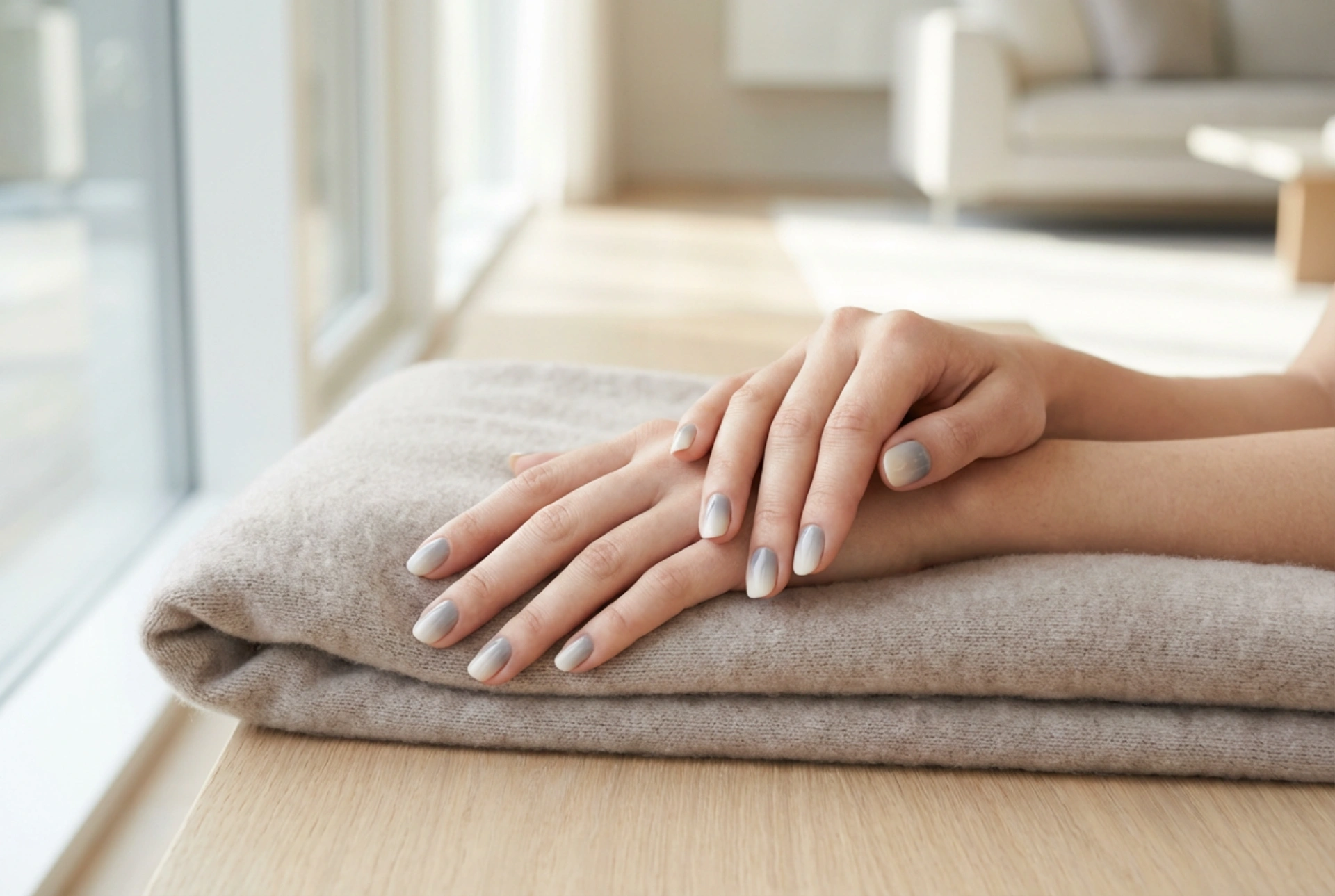 Šedé ombre nehty krok za krokem: chladná elegance u vás doma