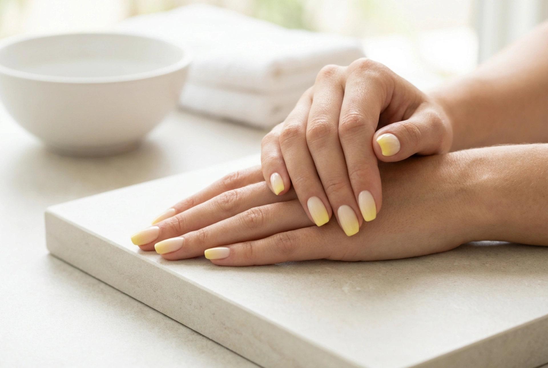 Žluté ombré na nehtech: správný podklad, stínování a konečná úprava