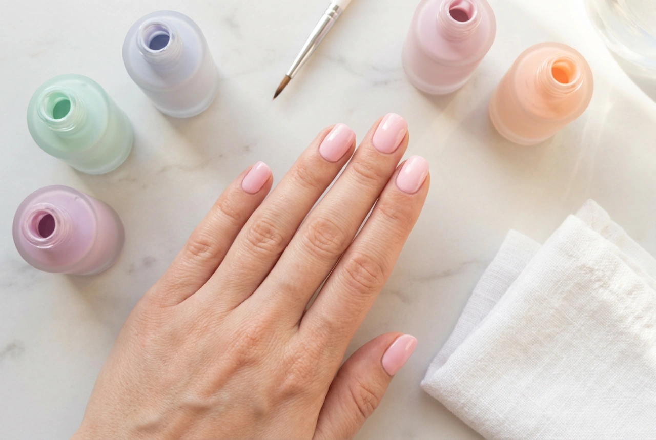 Pastelové hybridní laky bez šmouh: báze, krytí a výběr odstínu