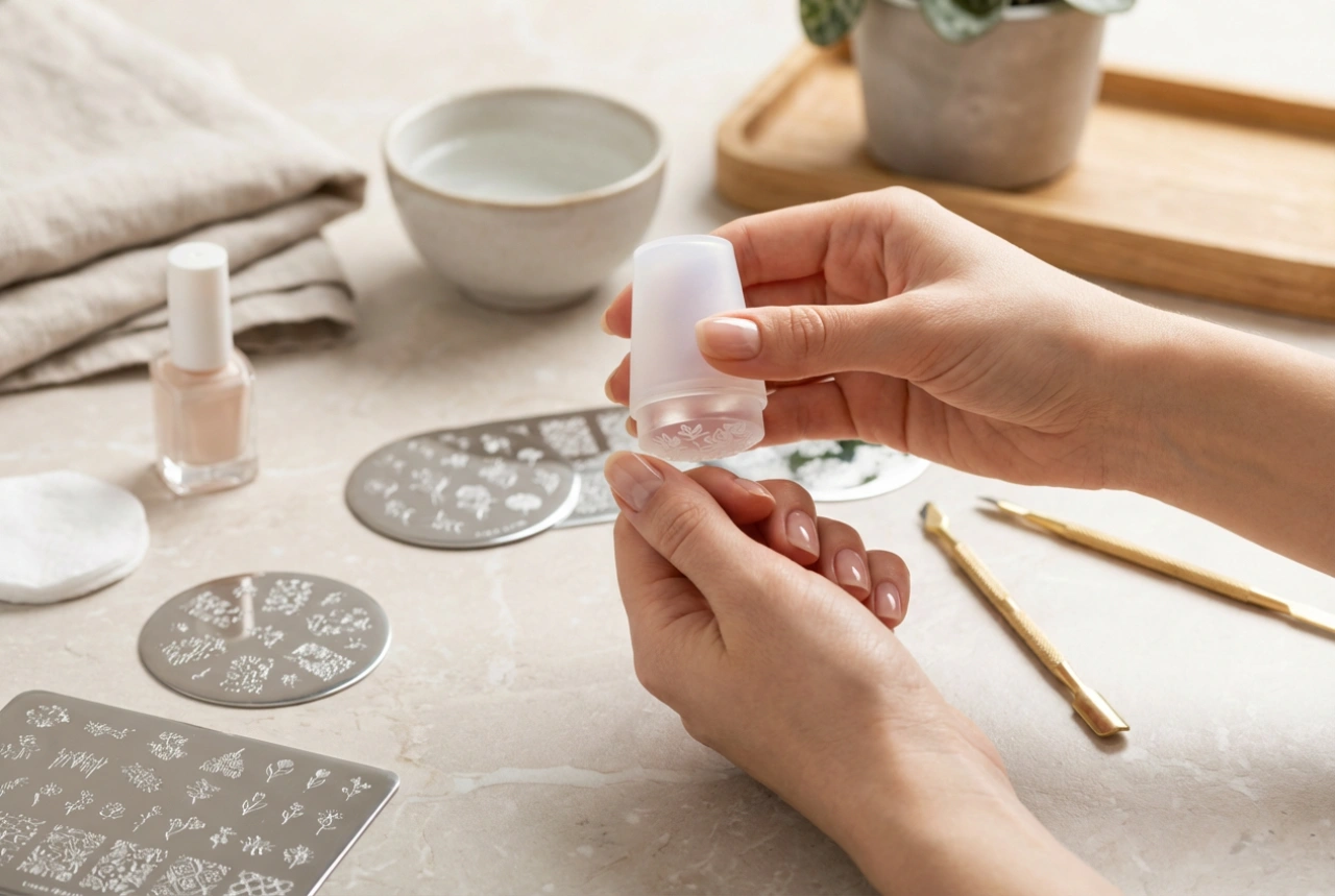 Razítka na nehty krok za krokem: výběr destiček, otiskování a fixace