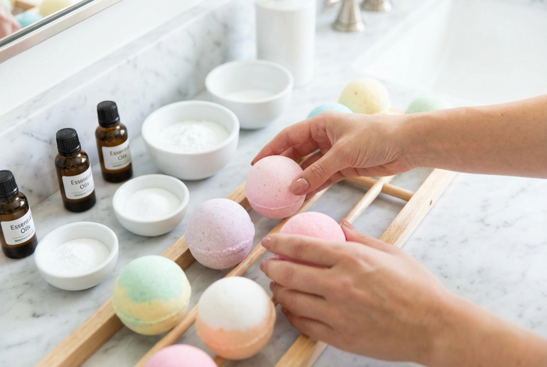 Domácí koupelové koule: krok za krokem od míchání po sušení