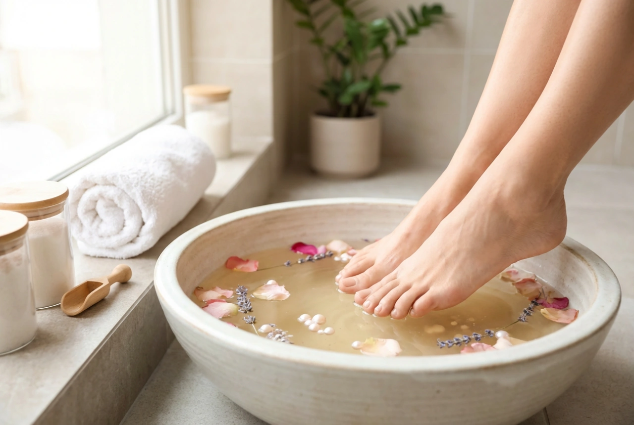 Domácí SPA pedikúra: relaxační kroky, peeling, maska a masáž