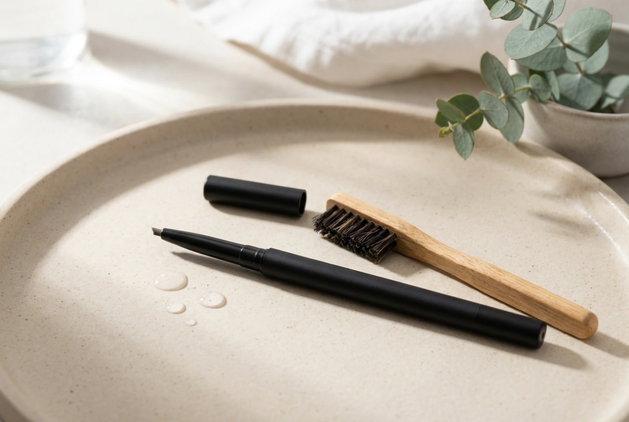 Voděodolná tužka na obočí: přirozené vyplnění, fixace a chyby