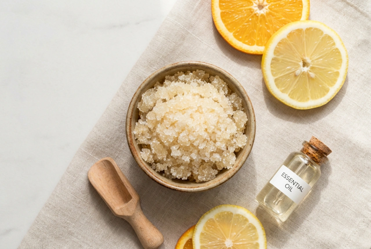 Cukrový peeling: recept na hladkou pokožku, ingredience a příprava